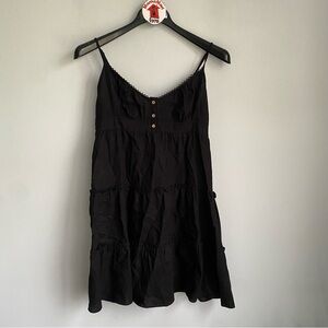 NEW Love Tree Black Tiered Ruffle Sundress Linen Blend Size L